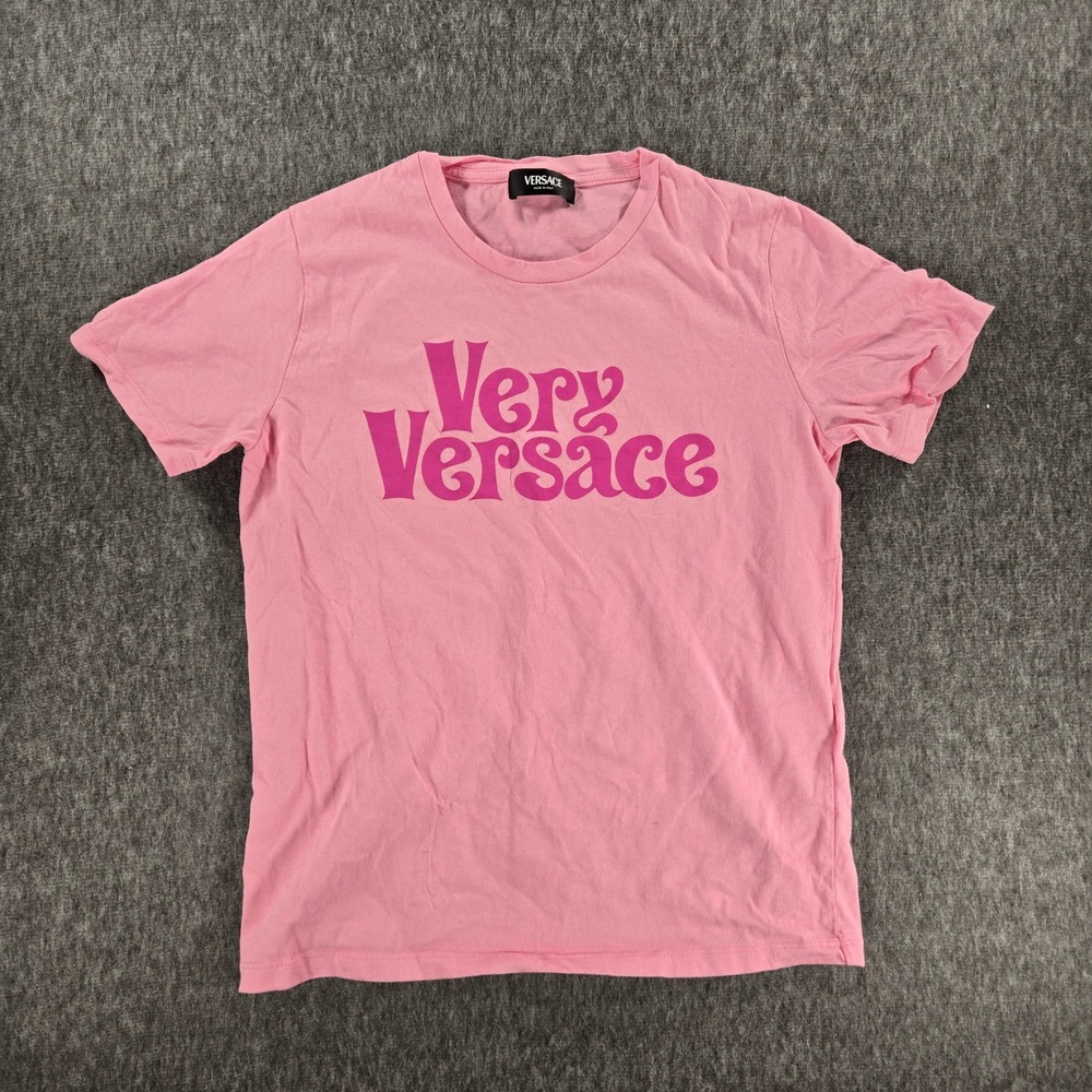Versace Kids T-Shirt Pink Very Versace Graphic Logo Tee Size 12 Authentic